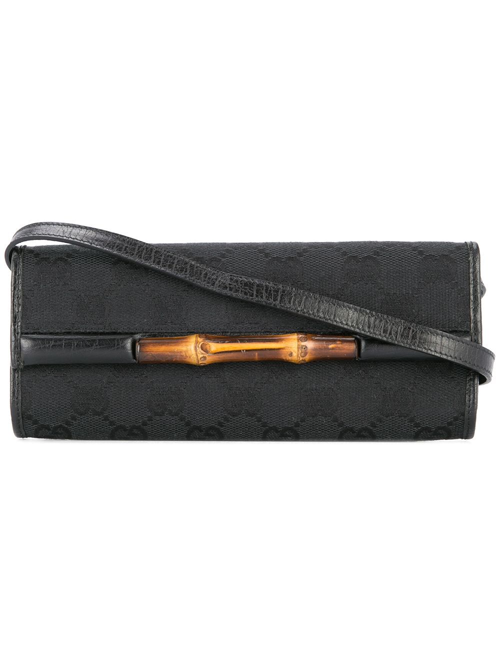 Gucci Vintage Gucci Bamboo Line GG shoulder bag - Black | FarFetch US