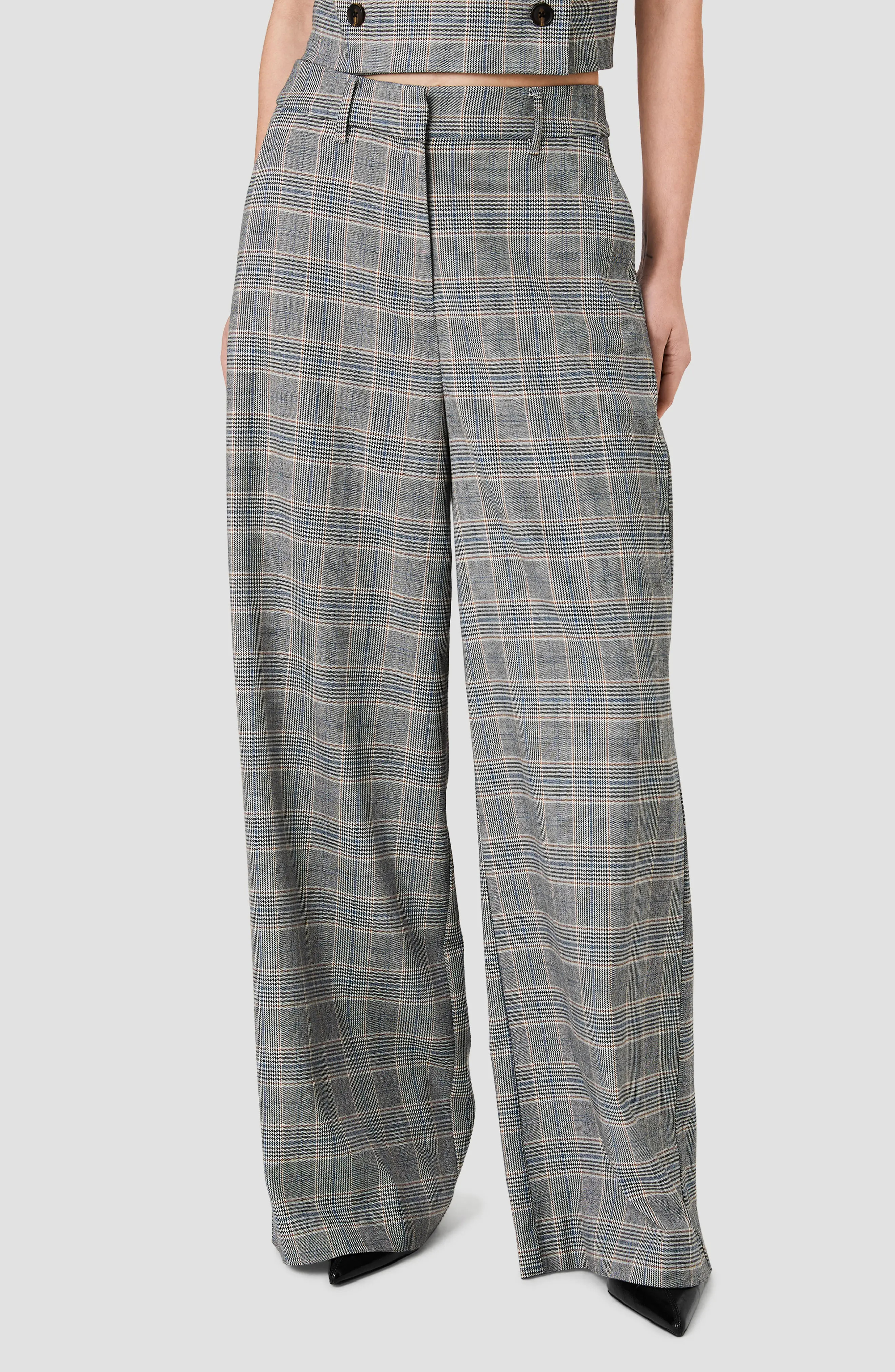 French Connection Matteo Plaid Wide Leg Trousers in Matteo Plaid Suiting at Nordstrom, Size 8 | Nordstrom