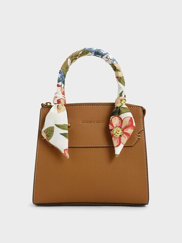Scarf-Wrapped Top Handle Bag
 - Camel | Charles & Keith UK