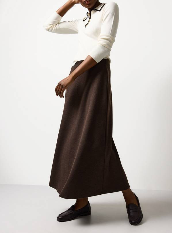 Brown Compact Jersey Full Maxi Skirt 6 | Tu Clothing