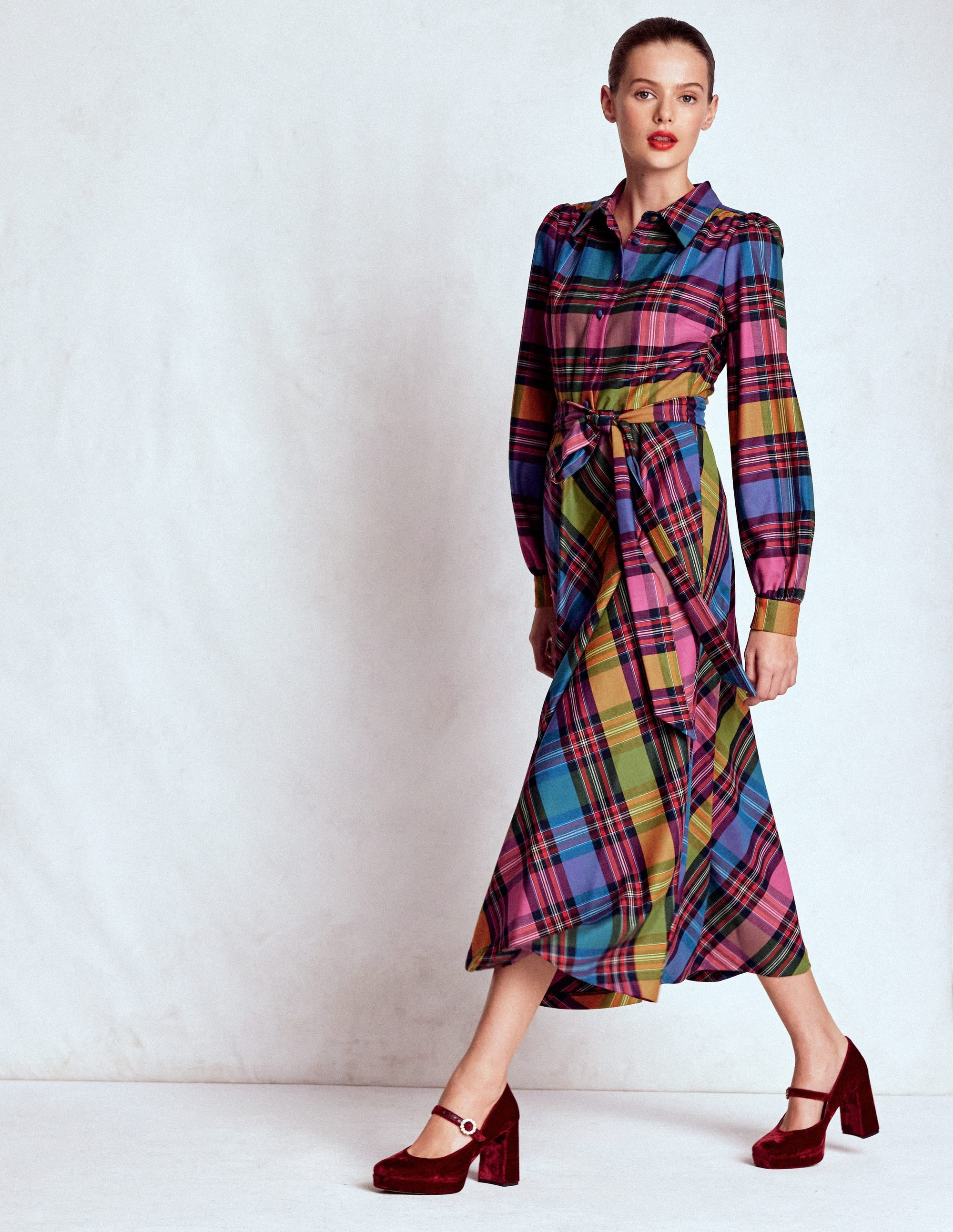 Vivienne Check Midi Dress-Multi, Blanket Check | Boden UK