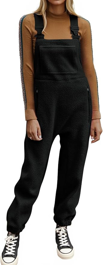 Ebifin Women's Fleece Warm Overalls Winter Loose Casual Jumpsuits with Pockets | Amazon (US)