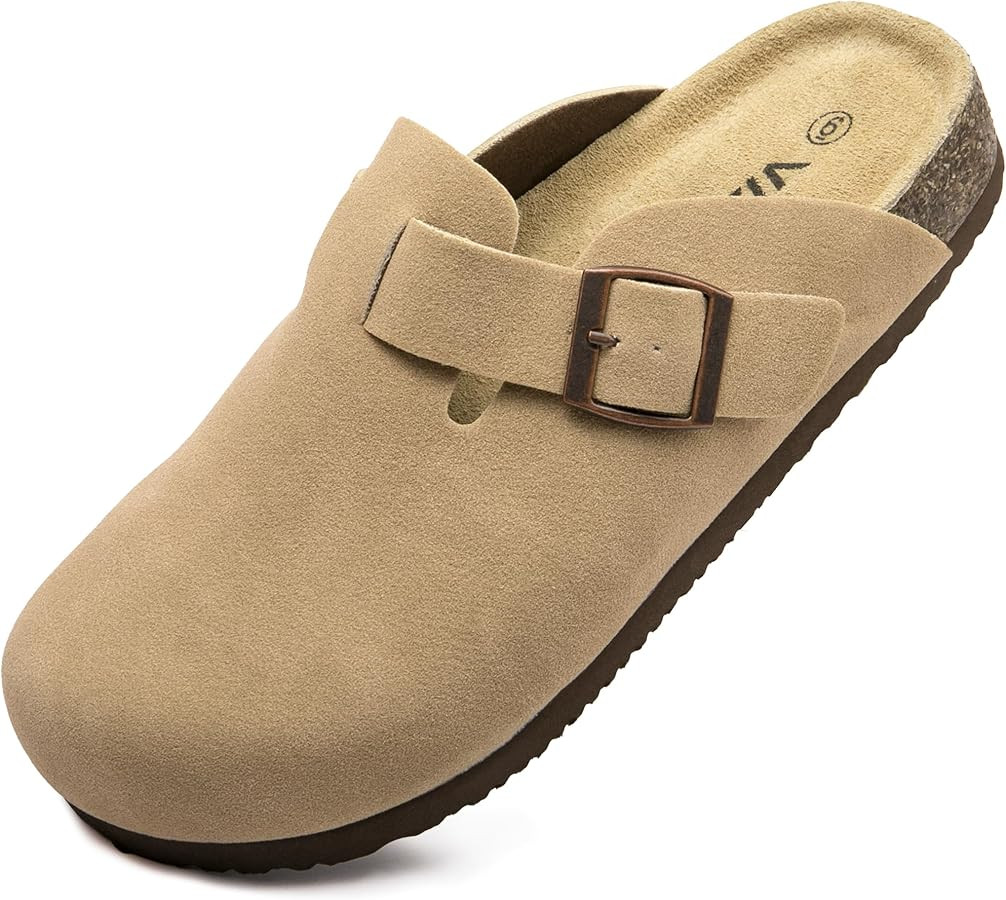 Suede Clogs Potato Shoes Cork Footbed Sandals Comfort Mules with Arch Support Slip On Slippers | Amazon (US)