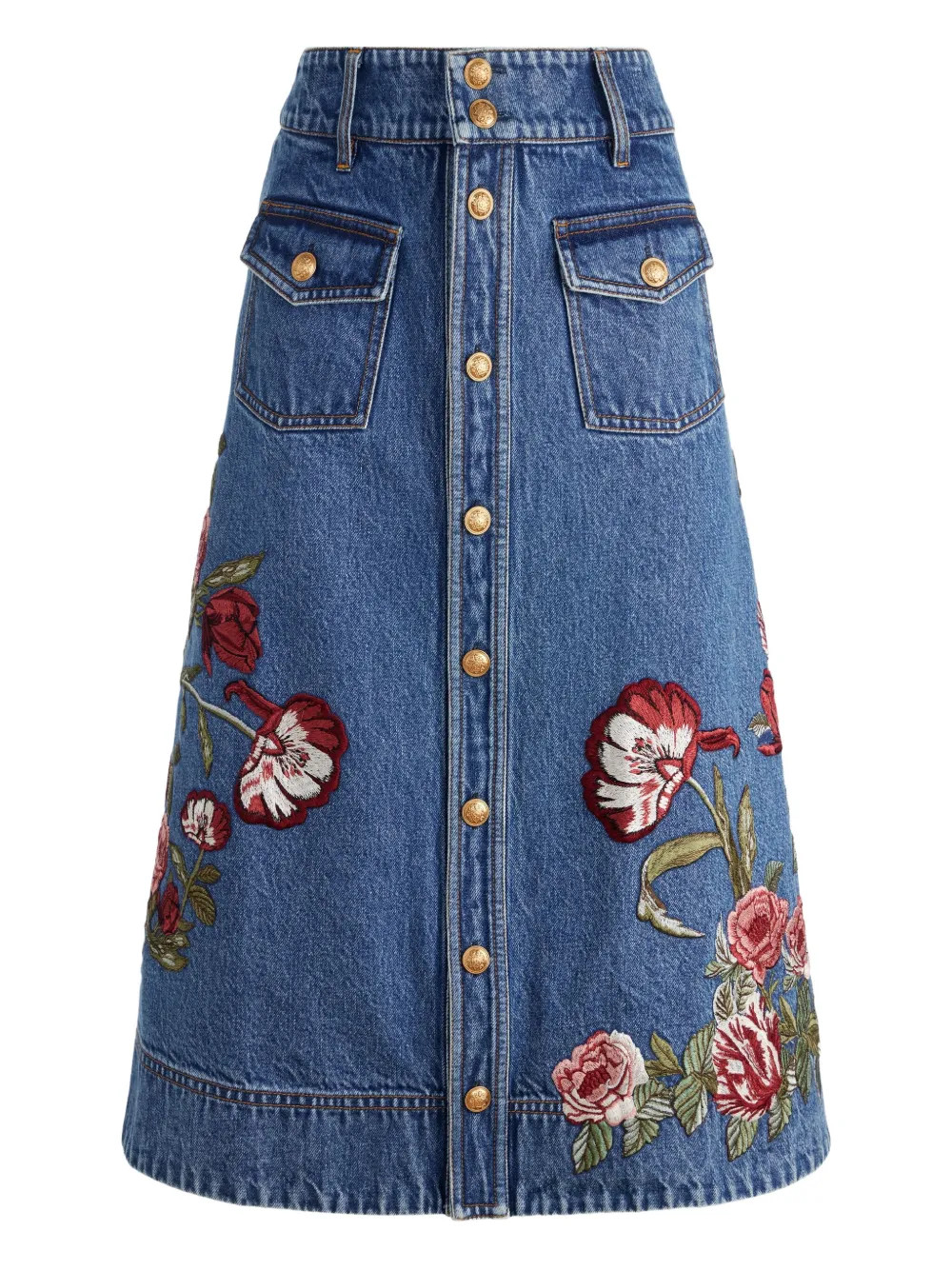 Alice + Olivia Gonna Denim Dahlia a Fiori | Blu | FARFETCH IT | Farfetch Global