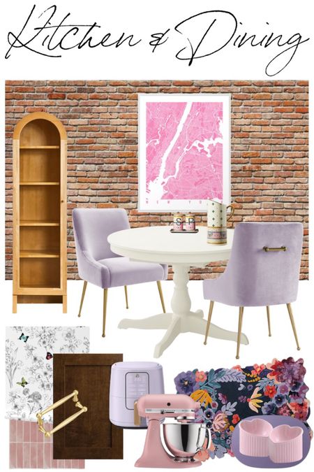 Cute and girly kitchen and dining area with NYC exposed brick wall 💜

#LTKunder100 #LTKunder50 #LTKhome
