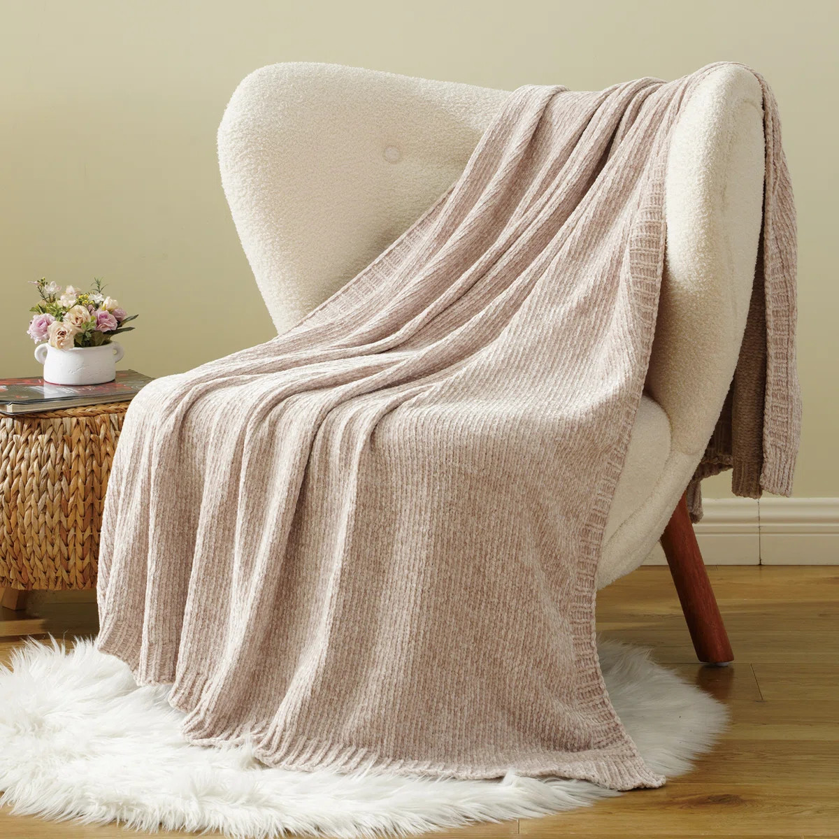 Battilo Home Chenille Knit Throw Blanket for Couch, Cozy Throw Blanket for Home Decor Sofa Chair,... | Wayfair North America