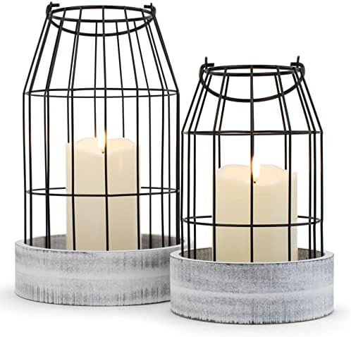 Rustic Farmhouse Lantern Decor - Stylish Decorative Lanterns for Your Living Room, Fireplace Mant... | Amazon (US)