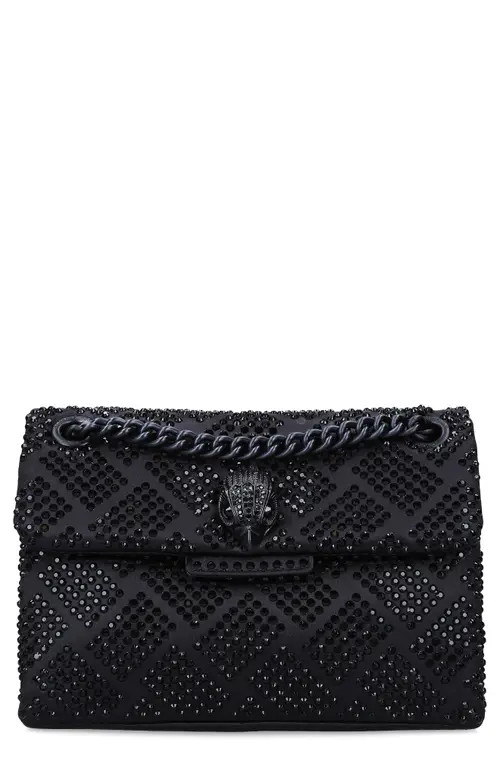 Kurt Geiger London Mini Kensington Embellished Fabric Convertible Crossbody Bag in Black at Nordstrom | Nordstrom