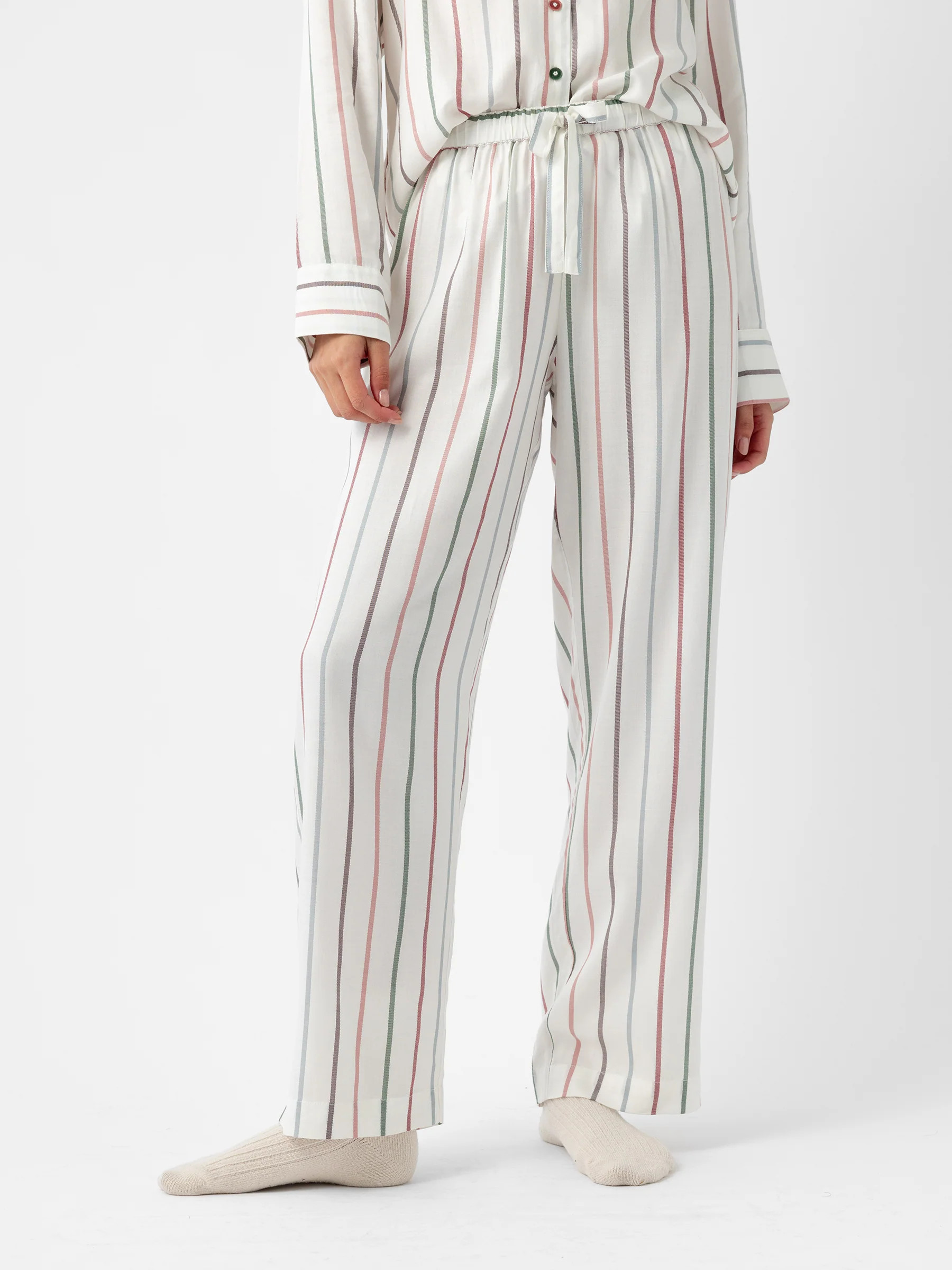 Women's Soft Woven Pajama Pants in Cottage Stripe (Size: Medium) - Cozy Earth | Cozy Earth