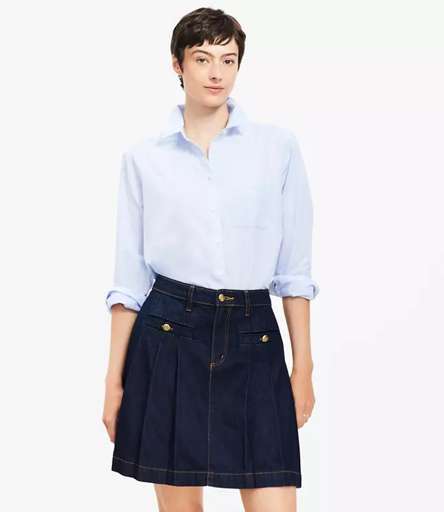 Striped Poplin Everyday Oversized Pocket Shirt | Loft | LOFT