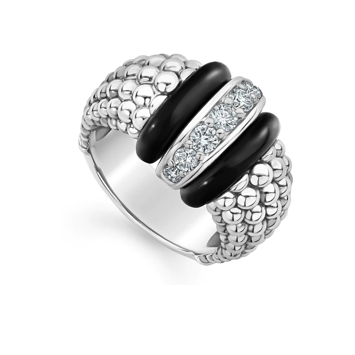 Ceramic Caviar Diamond Ring | LAGOS