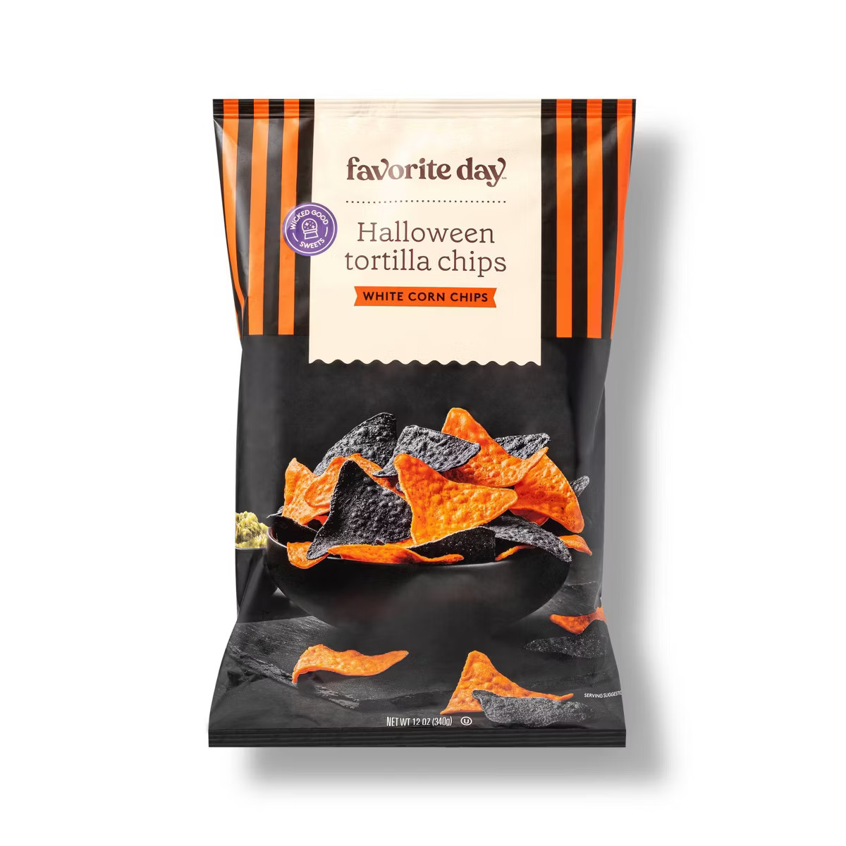 Halloween Orange and Black Triangle Tortilla Chips Salted - 12oz - Favorite Day™ | Target