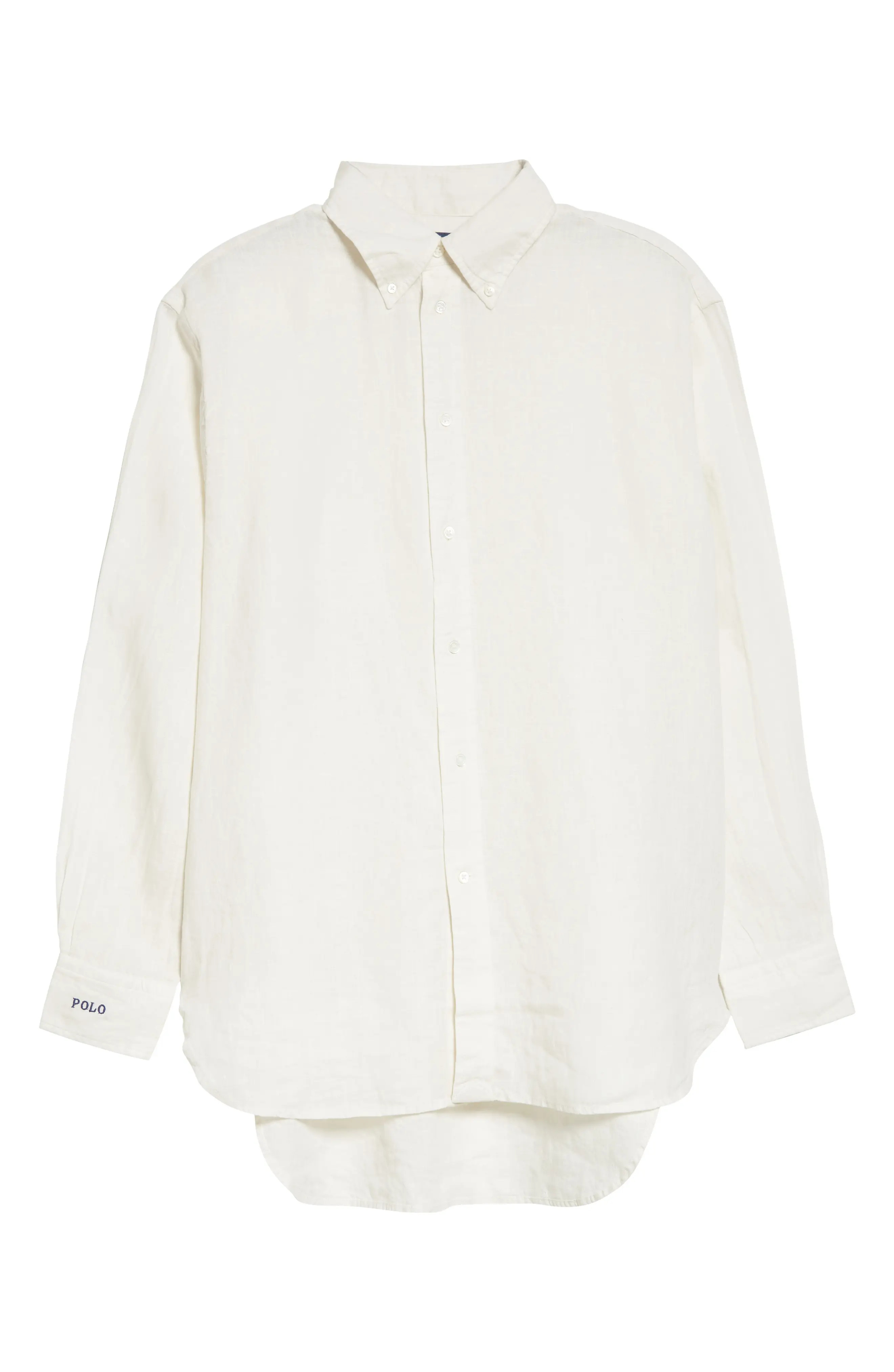 Polo Ralph Lauren Women's Linen Button-Up Blouse in Deck Wash White at Nordstrom, Size Medium | Nordstrom