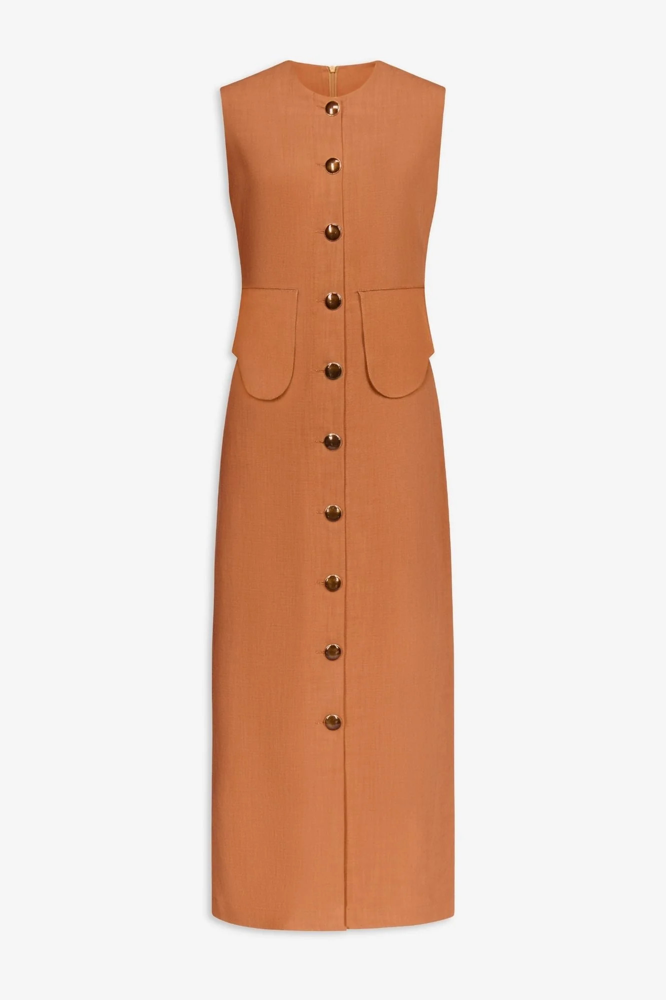 Camel Sleeveless Midi Dress | COUPER