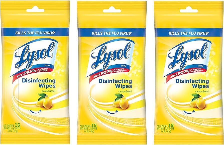 Lysol Disinfecting Wipes To-Go Pack, Lemon Scent, 15 Count (Pack of 3) | Amazon (US)