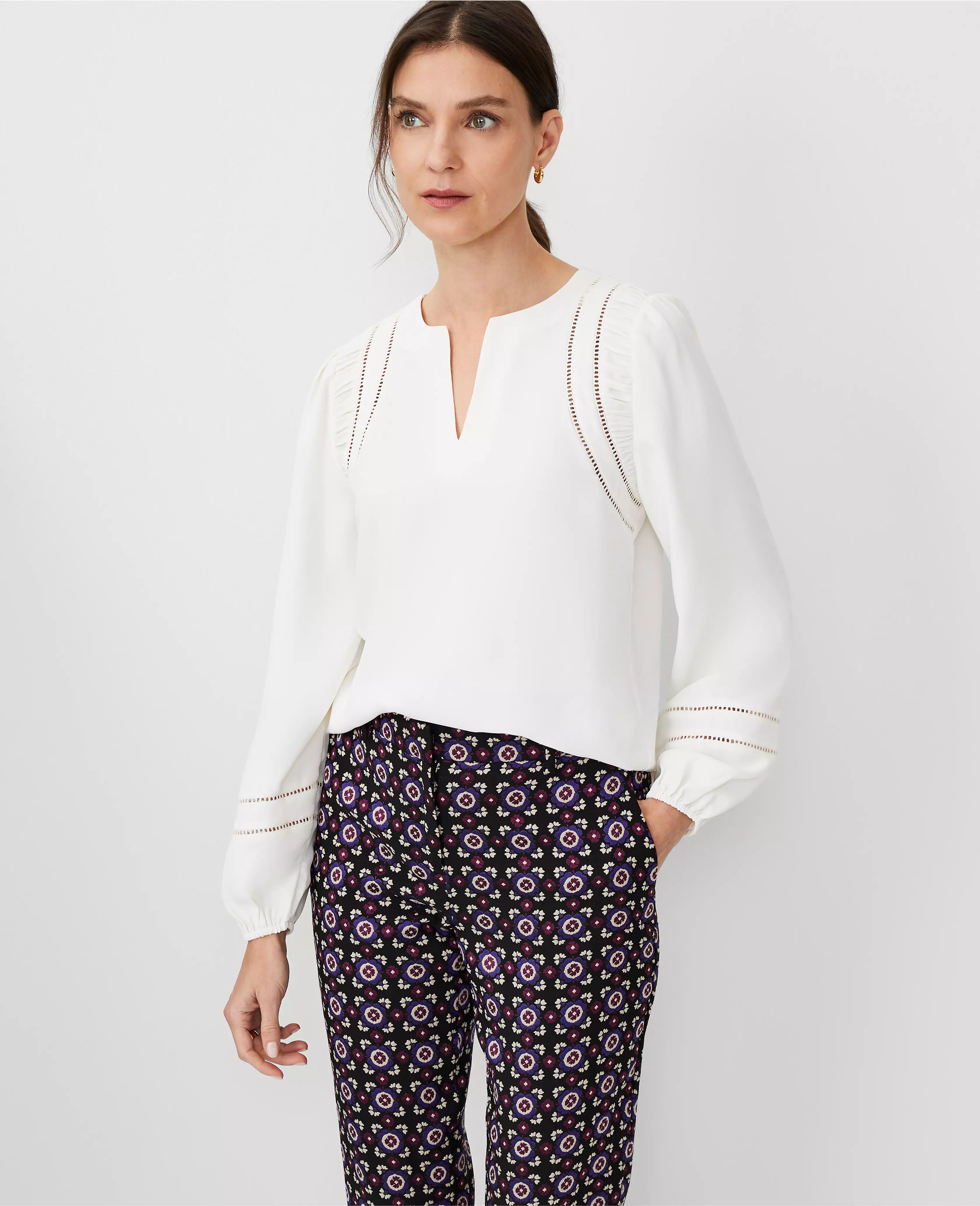 Cutout Split Neck Top | Ann Taylor (US)