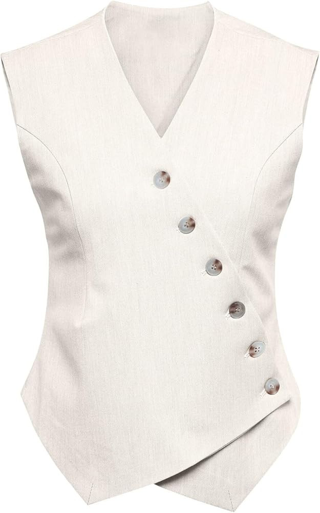 Cicy Bell Womens Waistcoat Vest Sleeveless Blazers V Neck Button Up Asymmetrical Hem Work Office ... | Amazon (US)