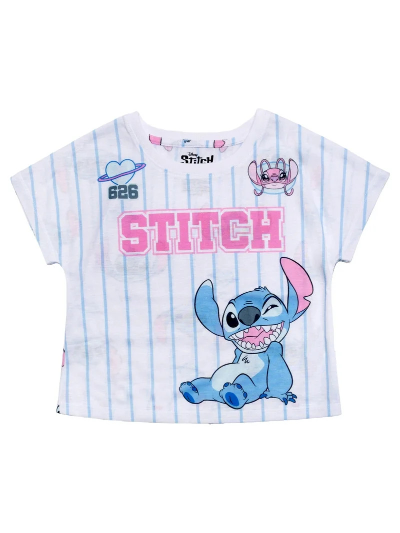 Lilo & Stitch Girls 2-Piece Jersey Short Sleeve Top and Short, Sizes 4-16 | Walmart (US)