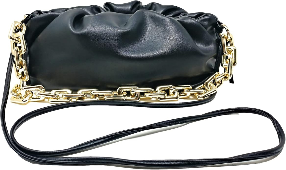 Women's Chain Pouch Bag | Cloud-Shaped Dumpling Clutch Purse | Ruched Chain Link Shoulder Handbag | Amazon (US)