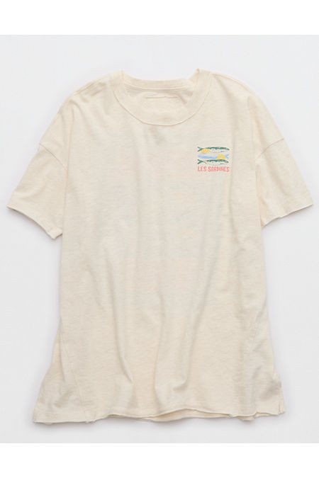 Aerie Oversized Crew Boyfriend T-Shirt Women's Heather Frost S | Aerie