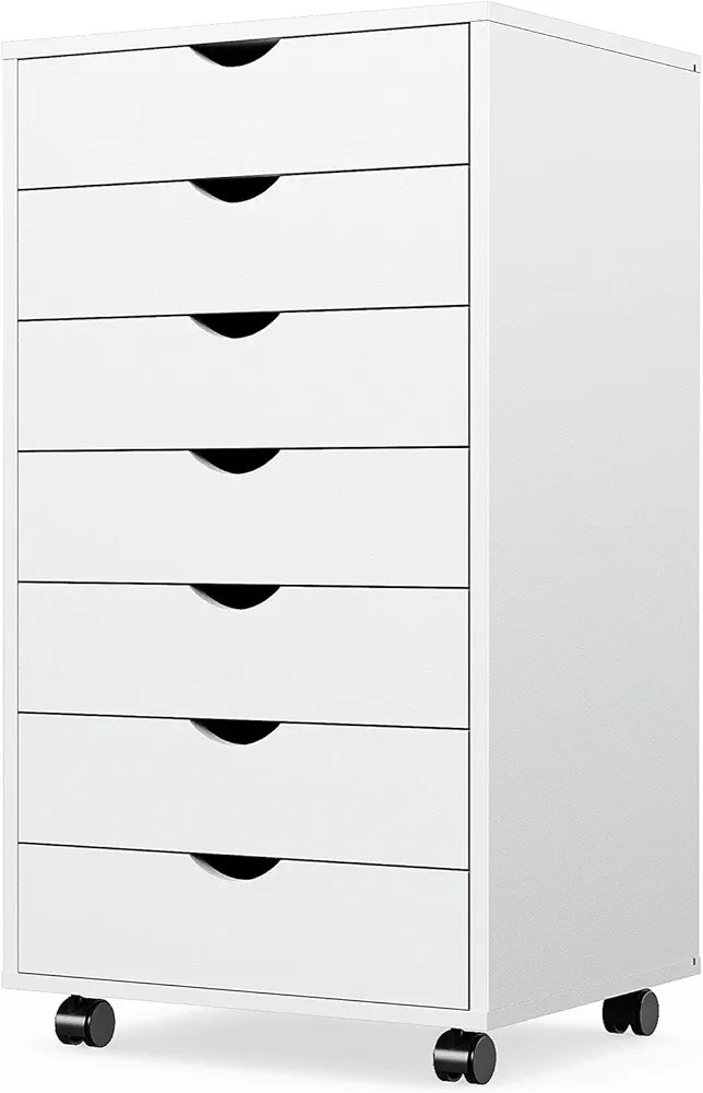 7 Drawer Chest - Dresser Storage Cabinets Dressers Wooden Dresser Bedroom Cabinet with Wheels Mob... | Amazon (US)