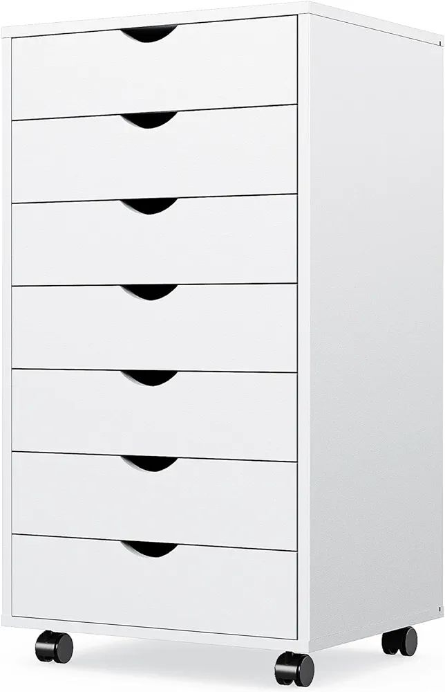 7 Drawer Chest - Dresser Storage Cabinets Dressers Wooden Dresser Bedroom Cabinet with Wheels Mob... | Amazon (US)