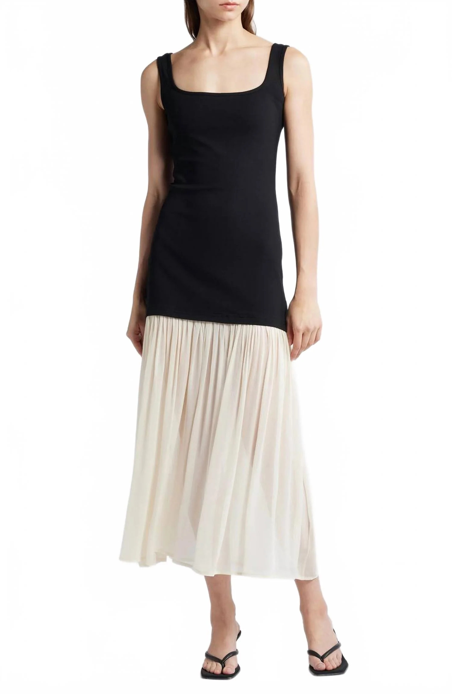 Gia Midi Dress In Black/beige | Shop Simon