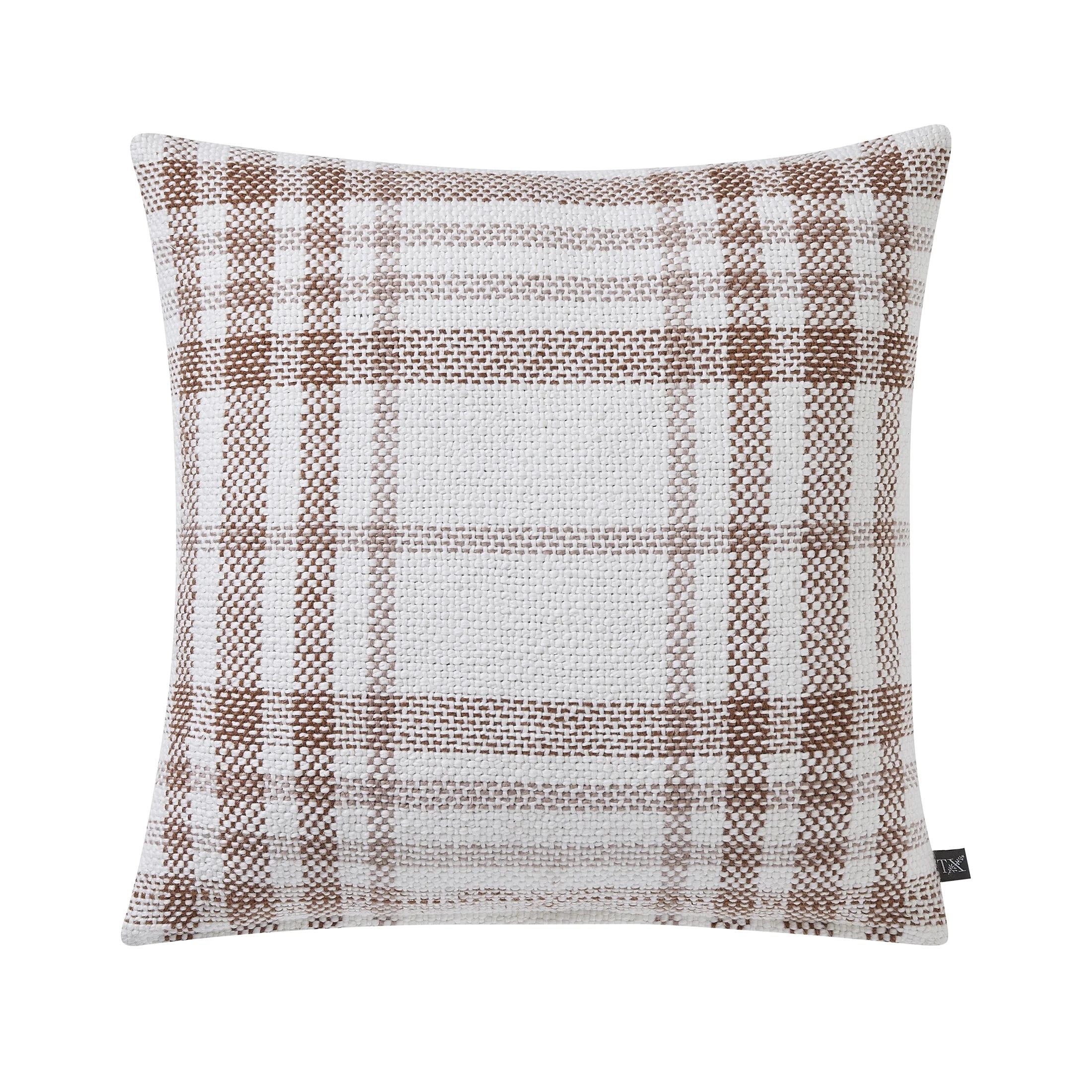 My Texas House 20" x 20" Aurelia Ginger Plaid Cotton Decorative Pillow Cover | Walmart (US)