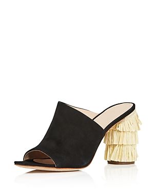 Pour La Victoire Women's Hettie Nubuck Leather & Raffia High-Heel Slide Sandals | Bloomingdale's (US)