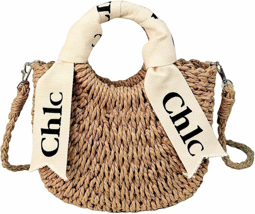 Eiyye Women's Shoulder Handbag Straw Beach Bag Woven Tote Purse Summer Beach Bag, Off White | Amazon (US)