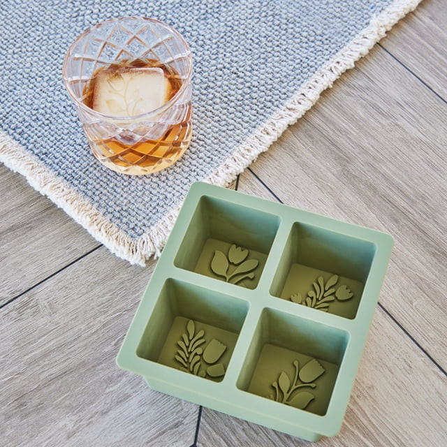 Better Homes & Gardens Silicone 4 Cube Ice Mold Tray, Green | Walmart (US)