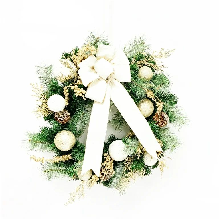 Holiday Time Gold Ornament Decorated Holiday Wreath, 22" - Walmart.com | Walmart (US)
