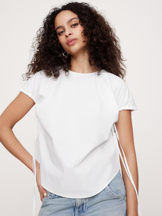 Oversized Cotton Poplin Cinch Top | Banana Republic (US)