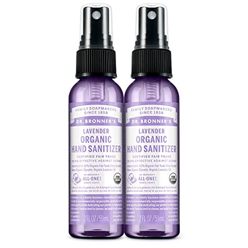Dr. Bronner's - Organic Hand Sanitizer Spray (Lavender, 2 Ounce, 2-Pack) - Simple and Effective Formula, Cleanses & Sanitizes, No Harsh Chemicals, Moisturizes and Cleans Hands | Amazon (US)