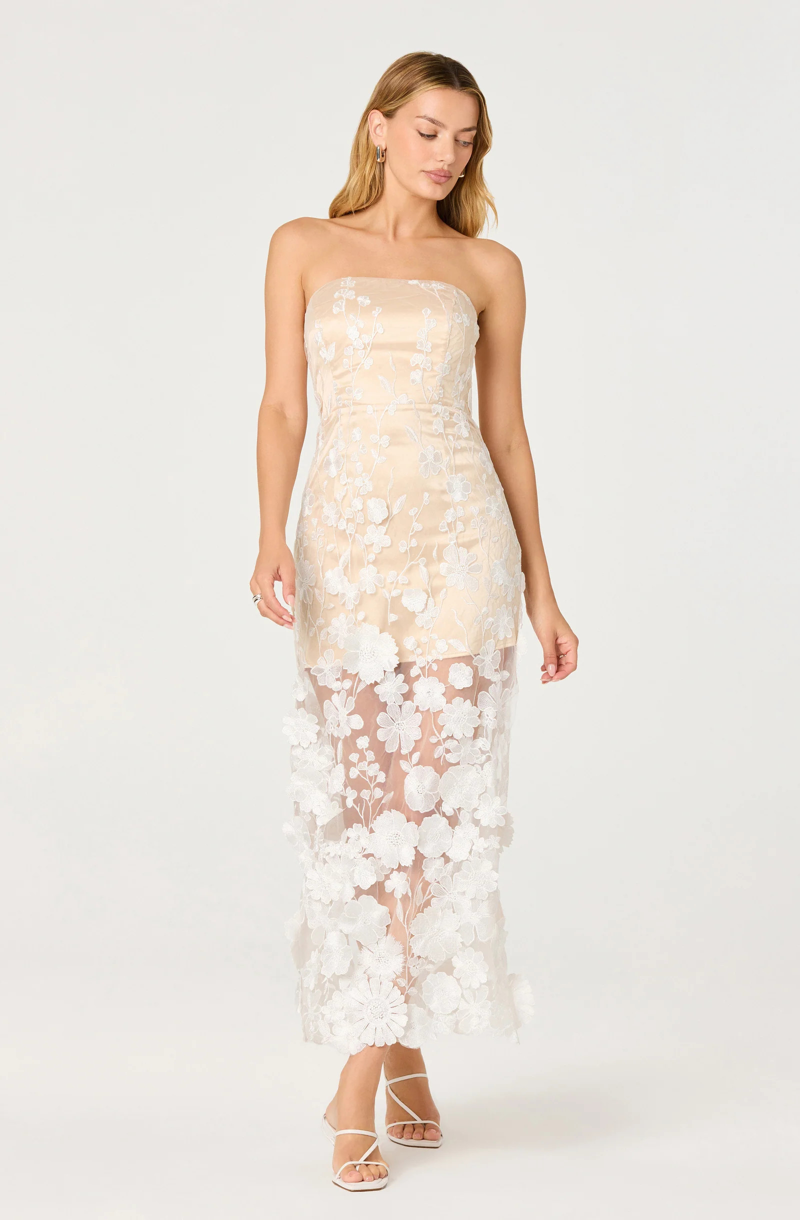 Tanisha Embroidered Floral Strapless Maxi Dress | ASTR The Label (US)