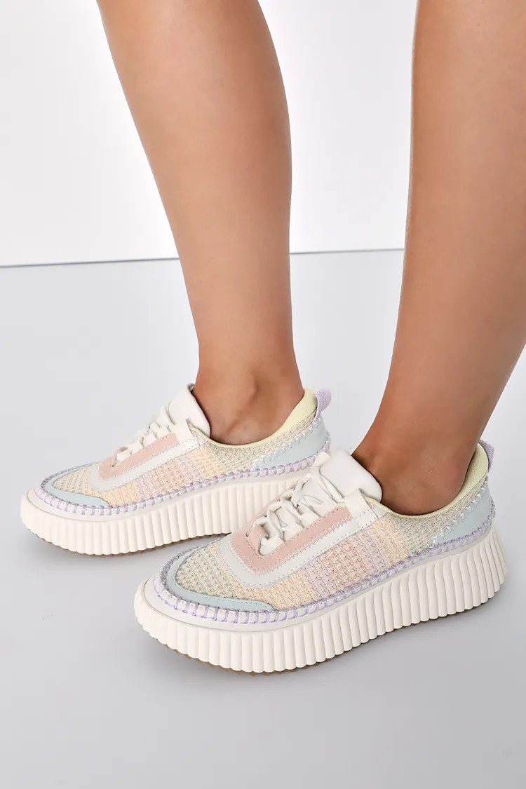 Dolen Multi Pastel Stripe Knit Platform Sneakers | Lulus (US)