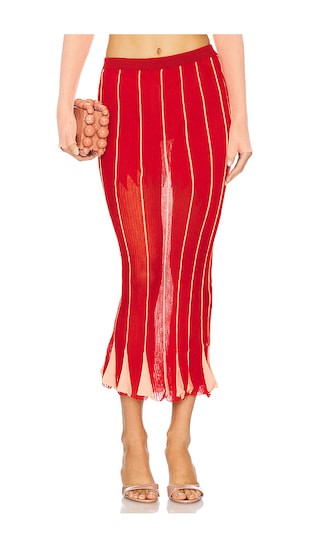 Pleating Maxi Skirt in Peach Red | Revolve Clothing (Global)
