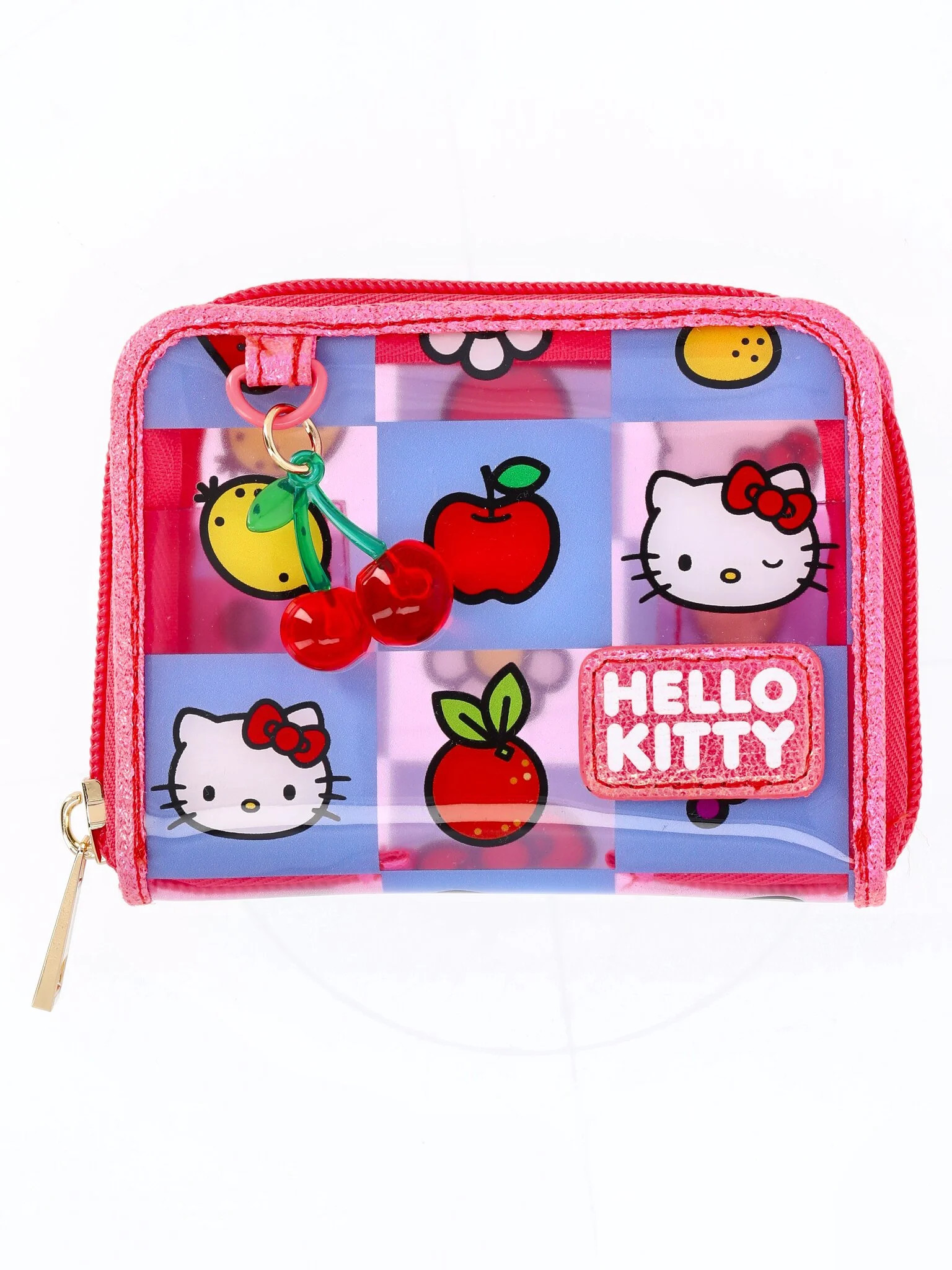 Sanrio Hello Kitty Women's Clear Checkered Wallet with Cherry Zipper Pull, Purple | Walmart (US)