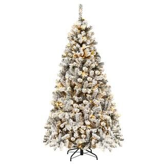 This item: 6 ft. Pre-Lit LED Flocked Snow Hinged Pine Artificial Christmas Tree with 250 White Li... | The Home Depot