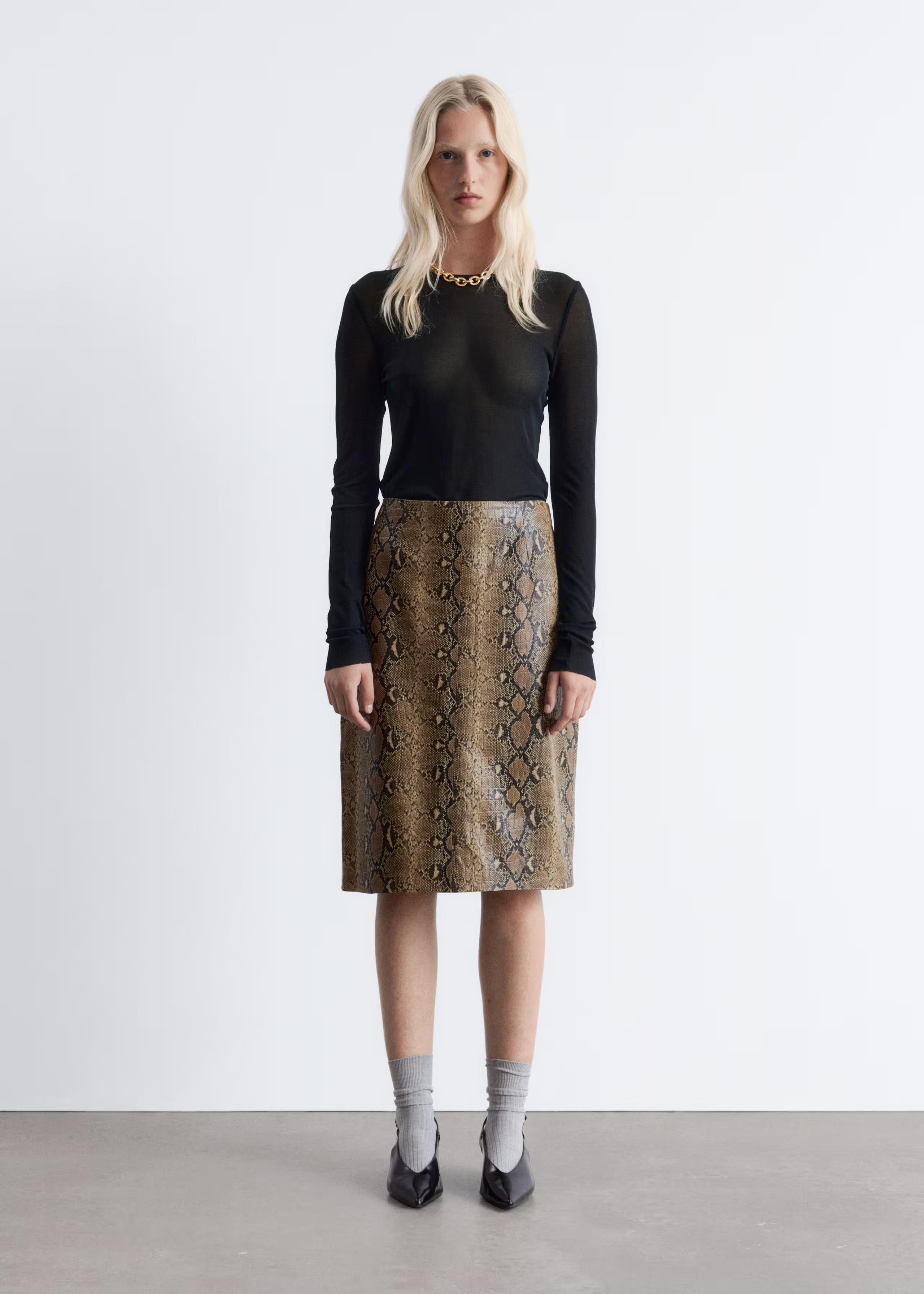 Snake Pattern Leather Midi Skirt | & Other Stories EU
