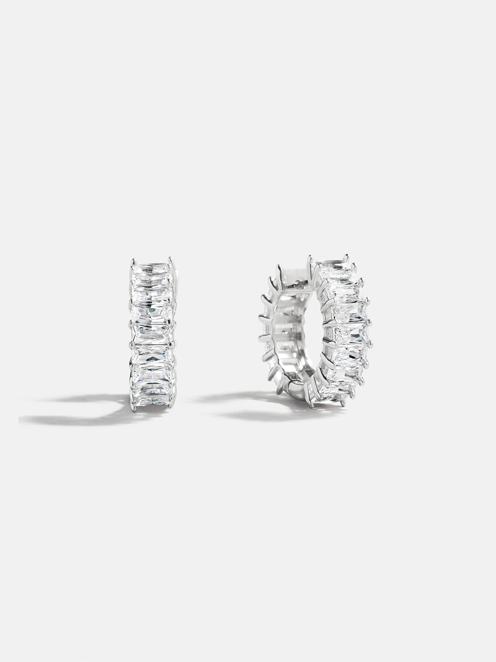 Maria Sterling Silver Hoop Earrings - Silver/Pavé | BaubleBar