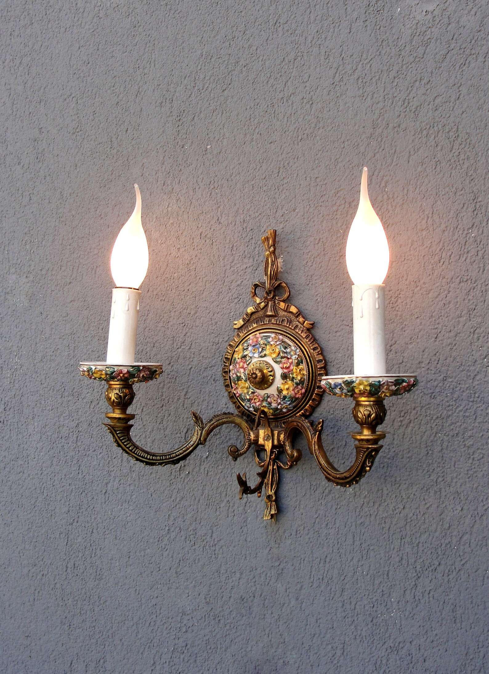 Capodimonte Style Brass Wall Sconce With Porcelain Roses. One - Etsy | Etsy (US)