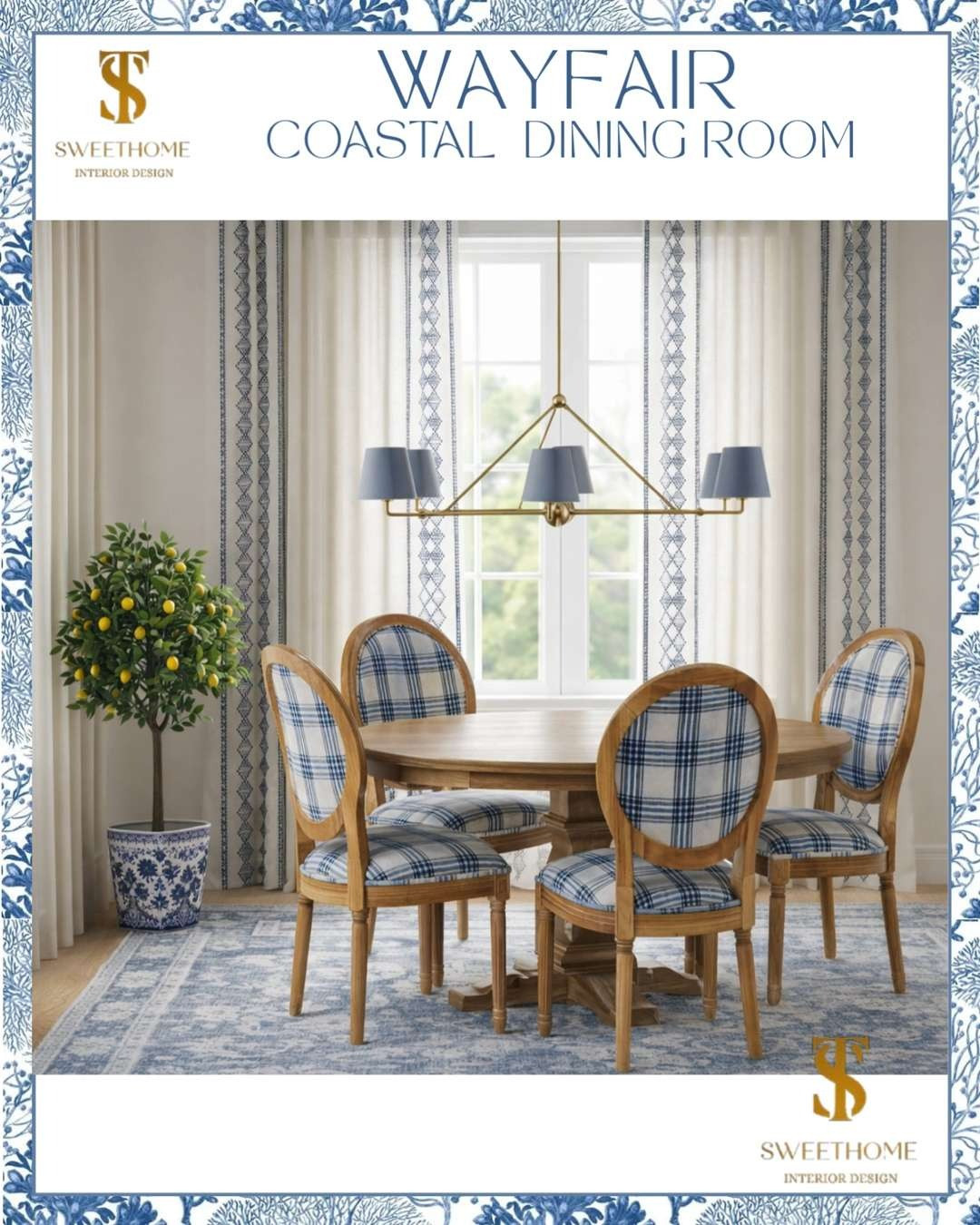 Coastal Dining Room Concept ✨

I created this coastal dining room mood board and transformed it into a 3D visualization so you can see how all the pieces work together in a real space. Soft blues, warm wood tones, and layered textures create a calm, timeless coastal look that feels both elegant and inviting.

Designer insight: When designing a dining room, I always balance warm materials (like wood and brass) with soft textiles and light colors to keep the space feeling relaxed but elevated. 

 #LTKSpringSale #LTKHome #LTKSaleAlert