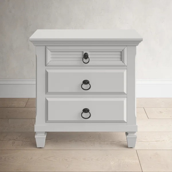 Onyx 3 Drawer Nightstand, White | Wayfair North America