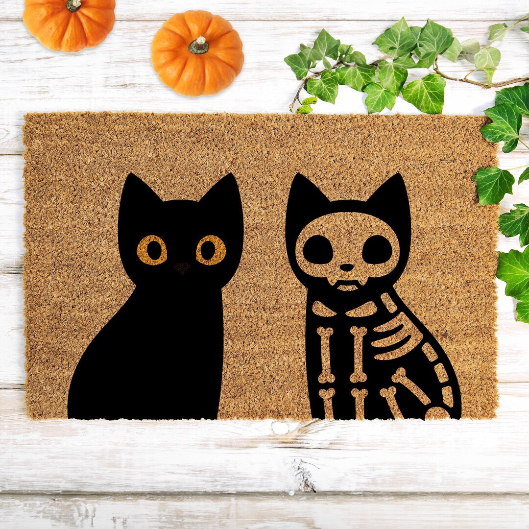 Halloween Black Cat Doormat |  Non-Slip Cat Doormat, Halloween Decor, Halloween Gifts, Cat Welcom... | Etsy (US)