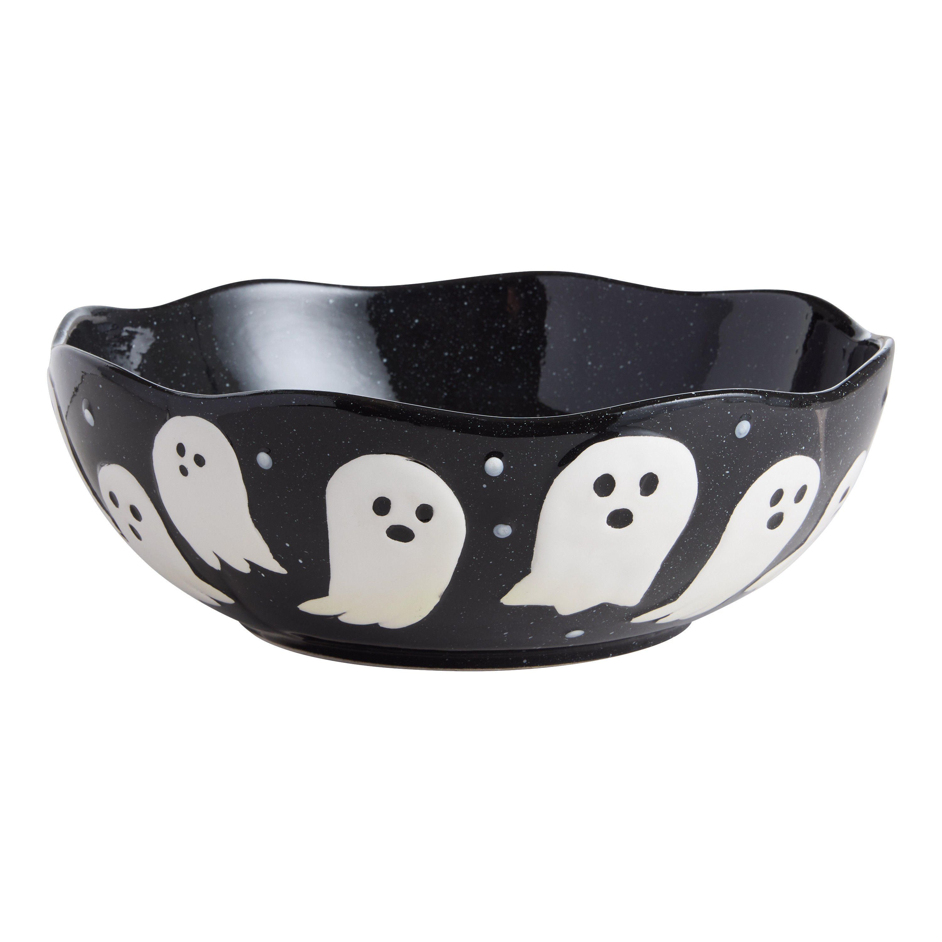 Black and White Speckled Ghost Hand Painted Serving Bowl | World Market