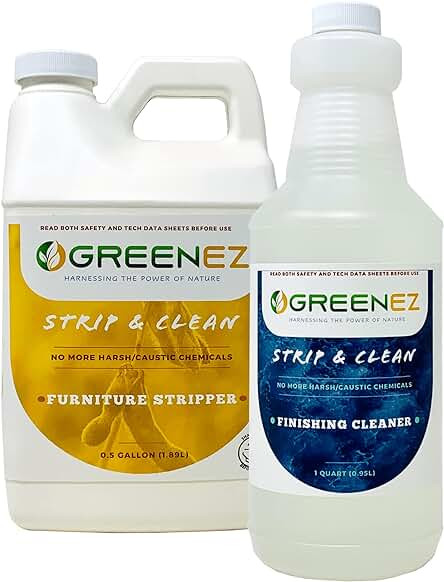 Strip & Clean Furniture Stripping Kit - Non-Toxic, No Harsh Fumes, Soy-Based, Removes Multiple Layers of Paint, Varnish, Epoxy - Safe for All Wood Types - Residue Remover Included | Amazon (US)