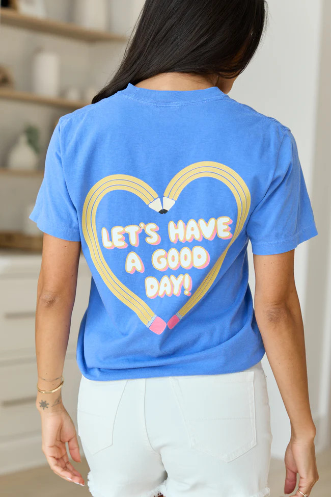 Pencil Heart Blue Comfort Colors Graphic Tee | Pink Lily