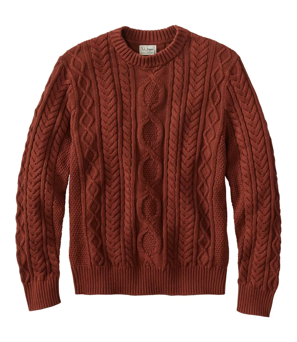 Men's Heritage Soft Cotton Fisherman Sweater, Crewneck Storm Teal Donegal XXXL L.L.Bean | L.L. Bean