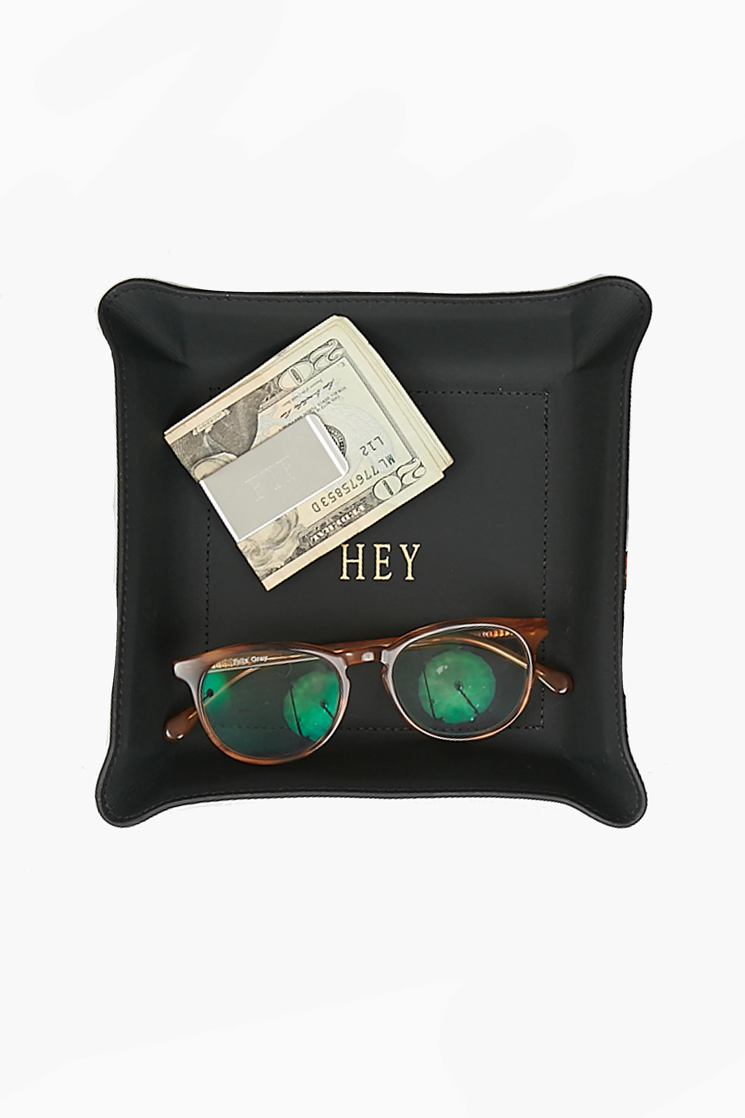 Black Medium Leather Catchall | Tuckernuck (US)